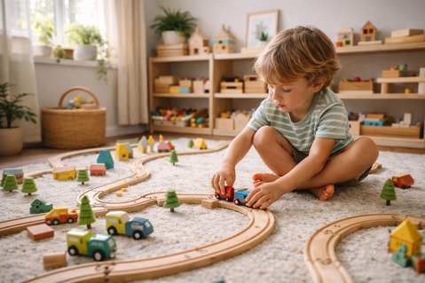 Enfants apprenant par le jeu dans une classe