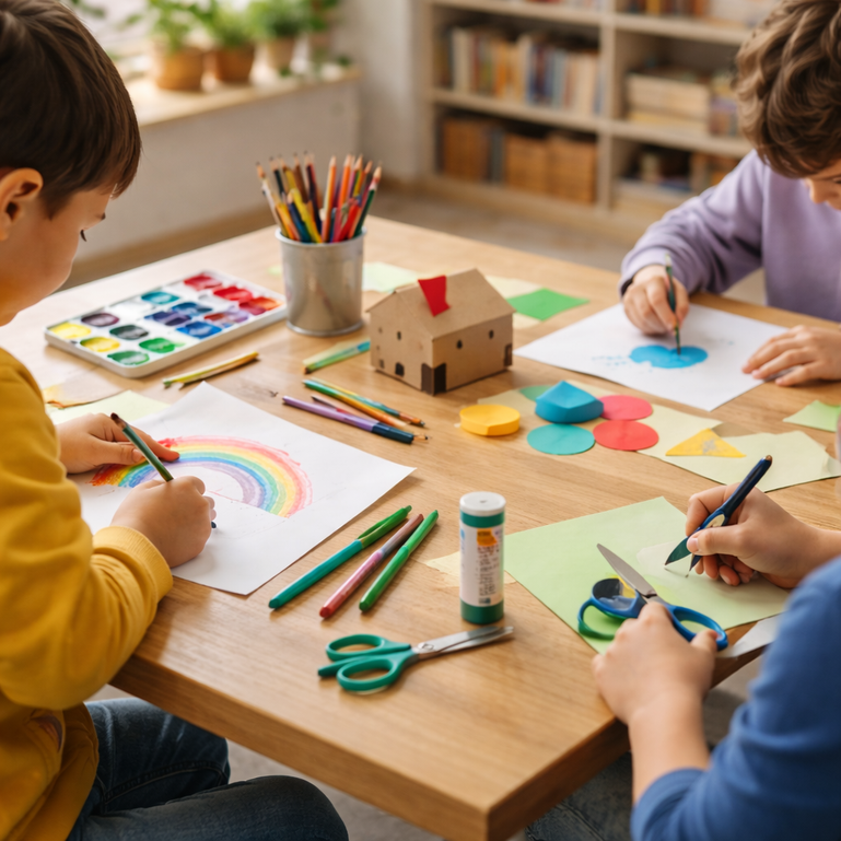 Enfants développant des compétences sociales au camp