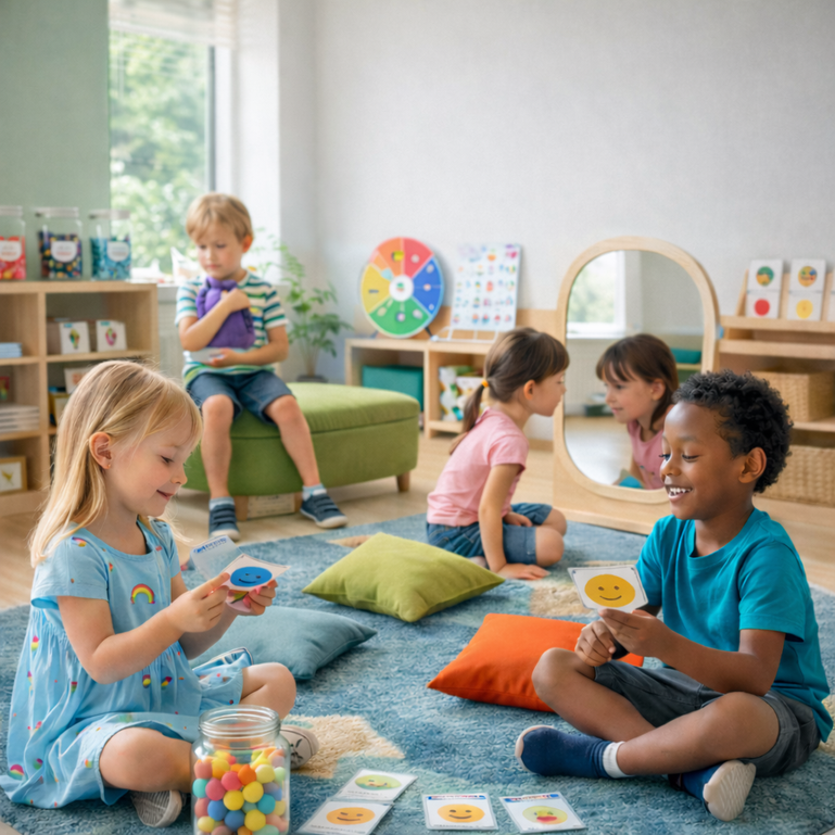 Enfants apprenant à reconnaître les émotions